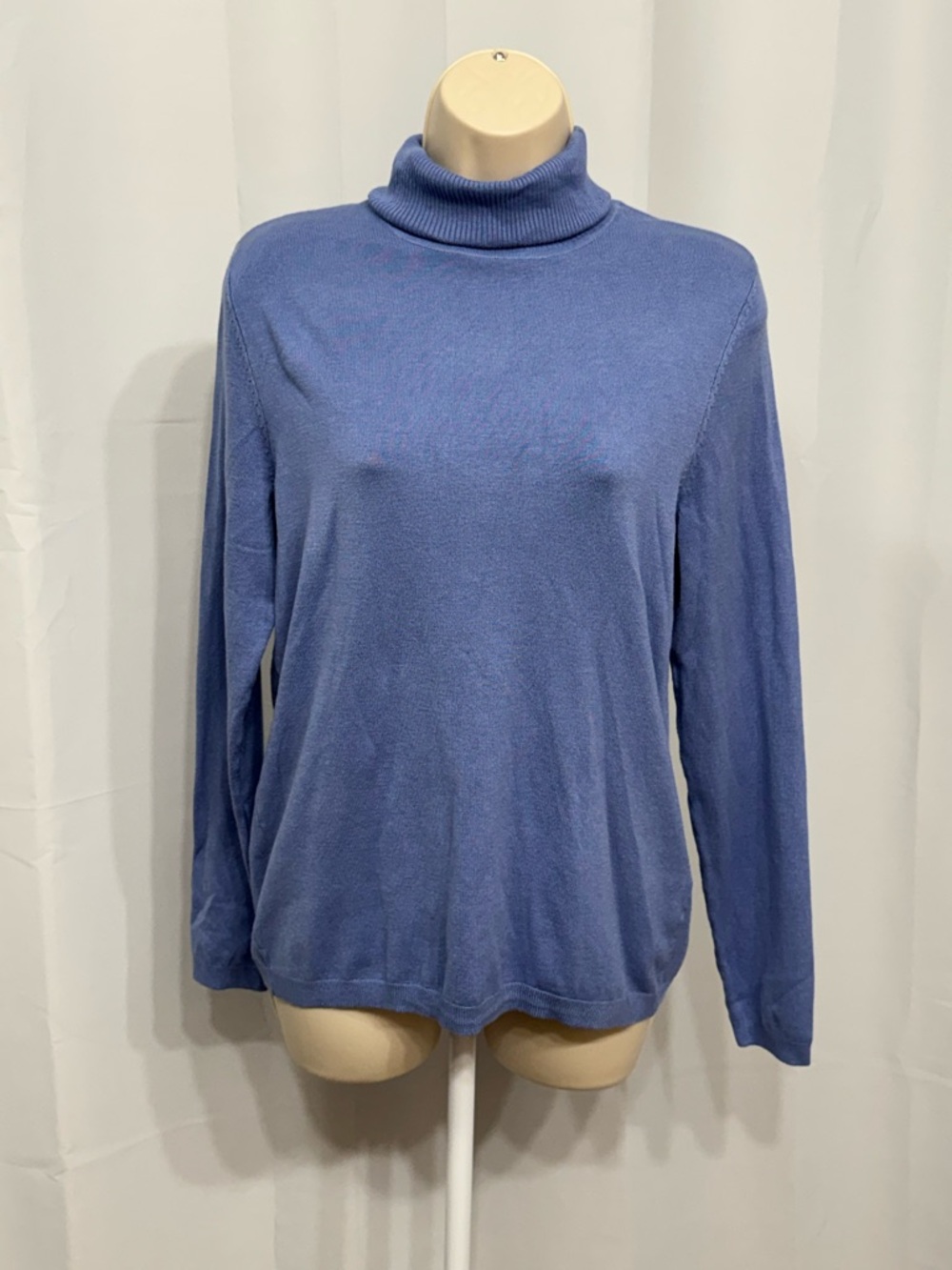 Chico’s Women’s Blue Long Sleeve Turtleneck Stretch Comfort Soft Sweater 1/M